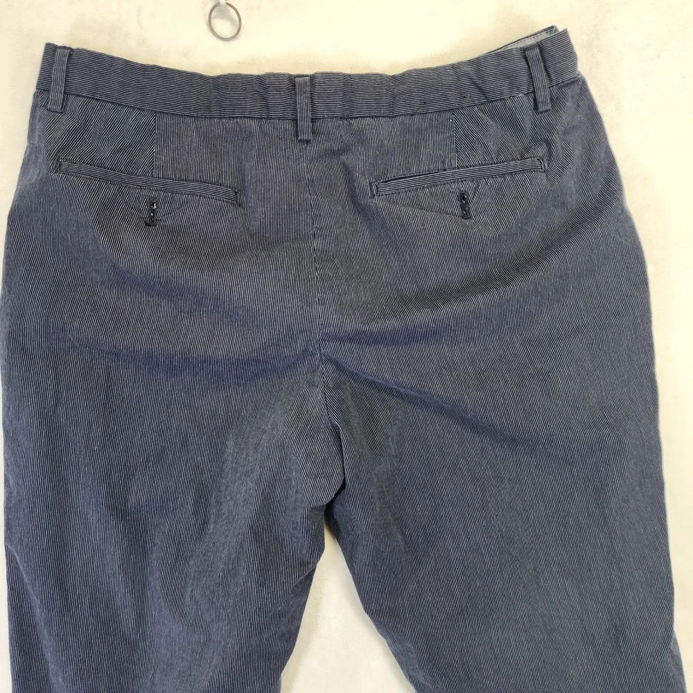 Banana Republic Aiden Fit Mens‎ 36x32 Navy Blue White Micro Stripe Chino Pants